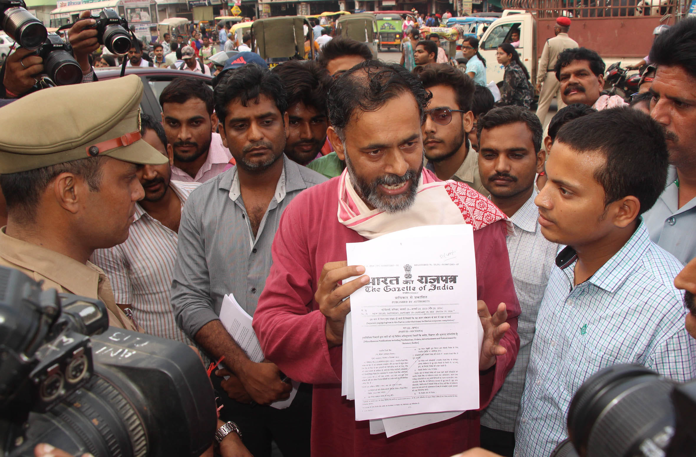 see the photos of yogendra yadav when he came at BHU 