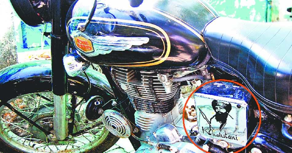 bhindrawala photo with khalistani word on bullet bike of kaithal boy