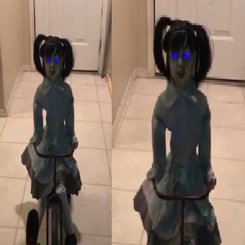this blue eyes halloween doll makes you feel horrible 