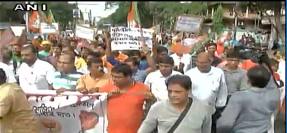 BJP protest over assault on party workers and state president Dilip Ghosh