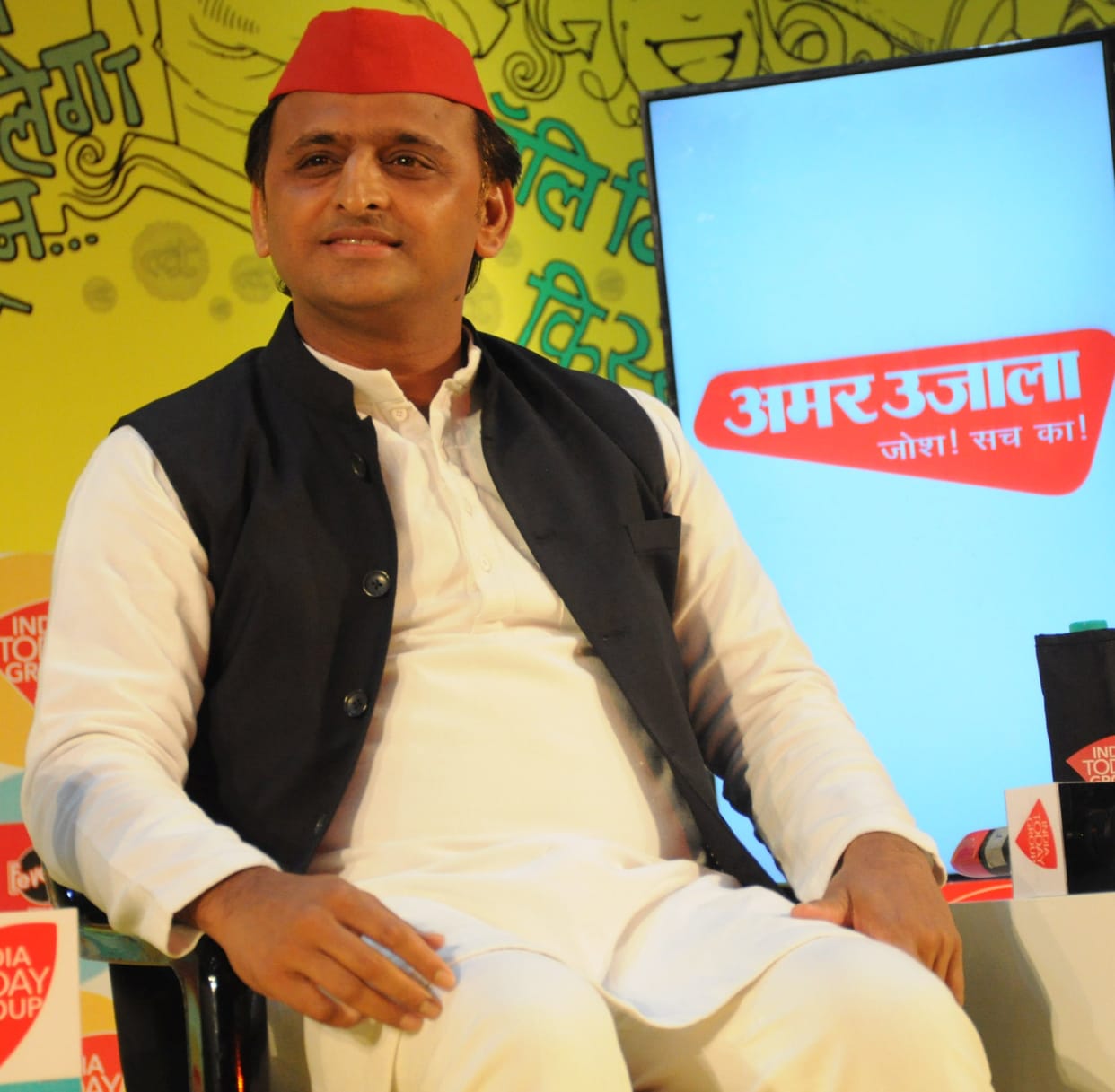 Akhilesh Yadav in a talk show in Lucknow.