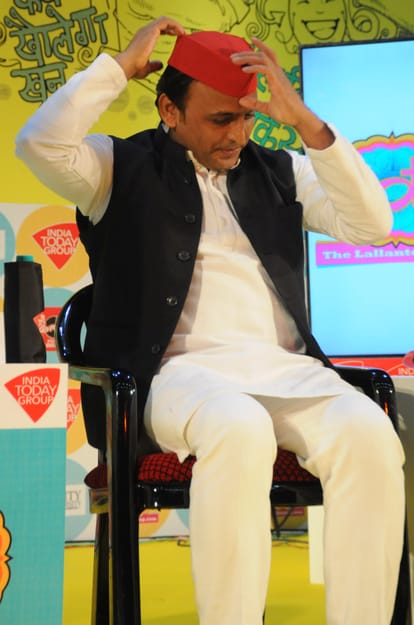 Akhilesh Yadav in a talk show in Lucknow.