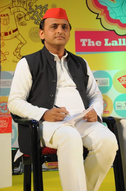 Akhilesh Yadav in a talk show in Lucknow.