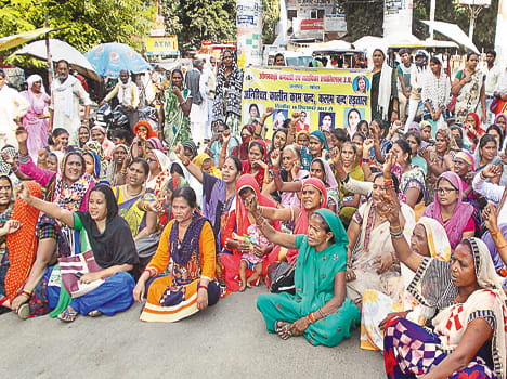 Anganwadi workers used to go highway