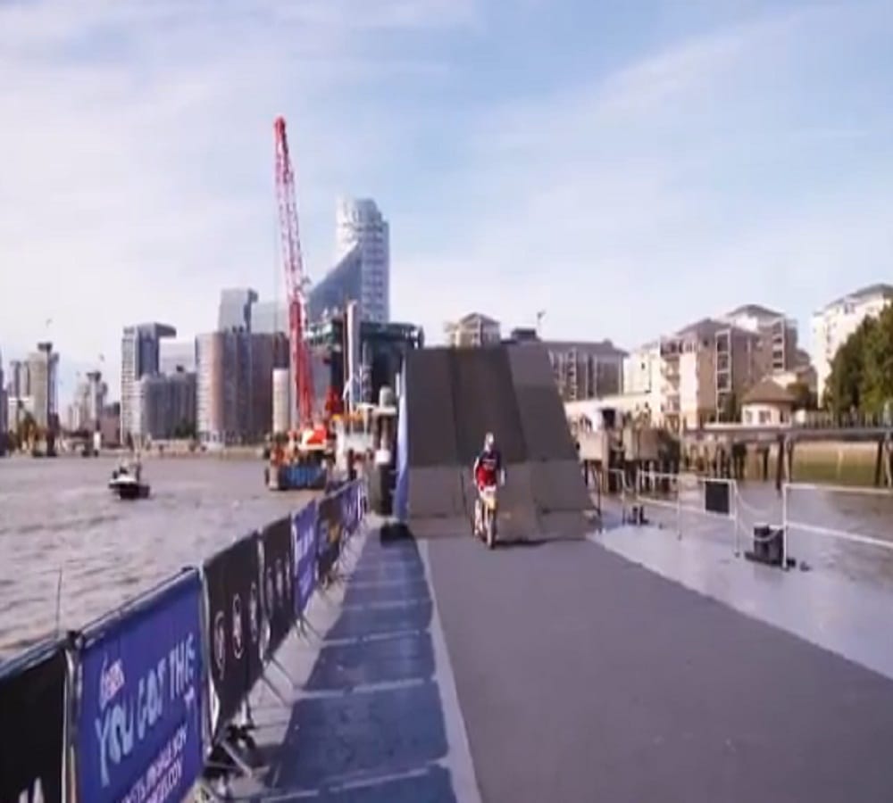 Daredevil biker Travis Pastrana backflips over river thames and set a world record 