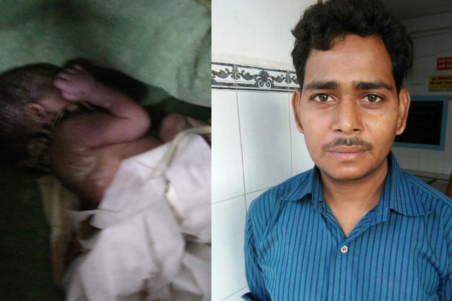 A new born baby girl found in a bag in Lucknow.
