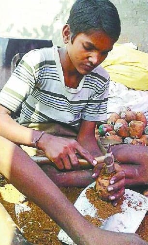 Children playing dynamite in Dattanagar