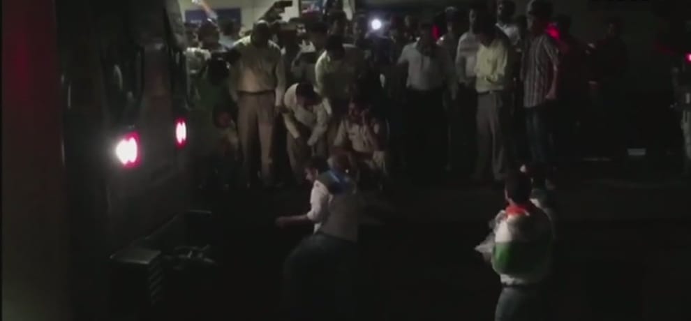 Delhi: NSUI members protest over metro fare hike, inside Vishwa Vidyalaya metro station
