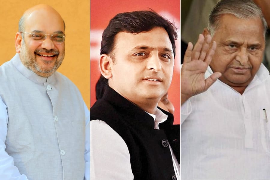 amit shah, akhilesh and mulayam reached amausi airport
