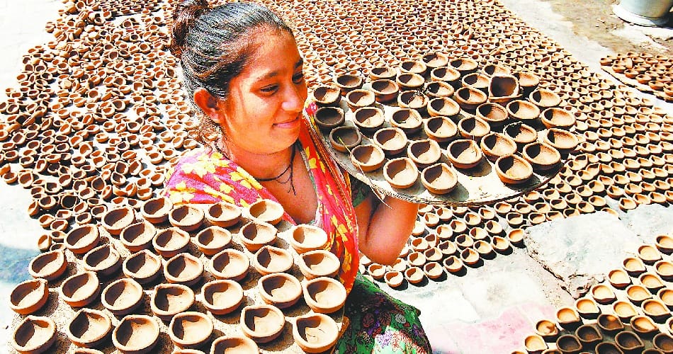chandigarh colony clay lamps imported for diwali in many country
