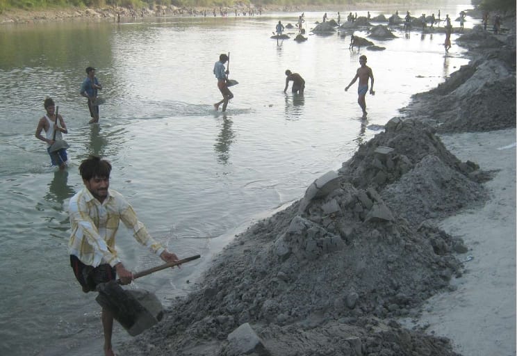 Illegal mining in canal