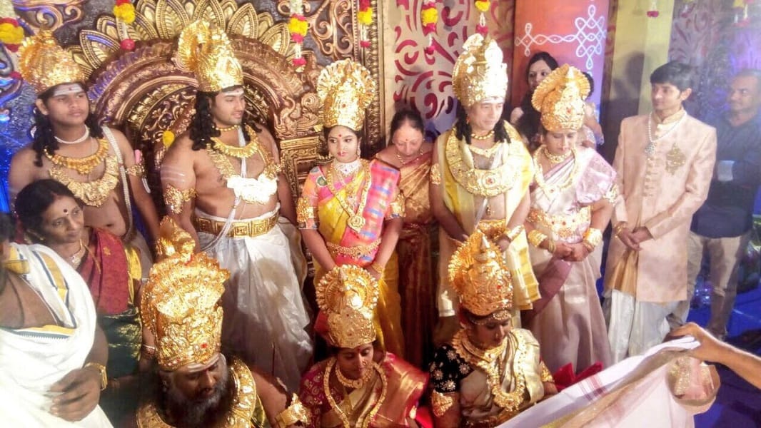 Andhra Pradesh bizarre wedding groom and bride dress up as gods