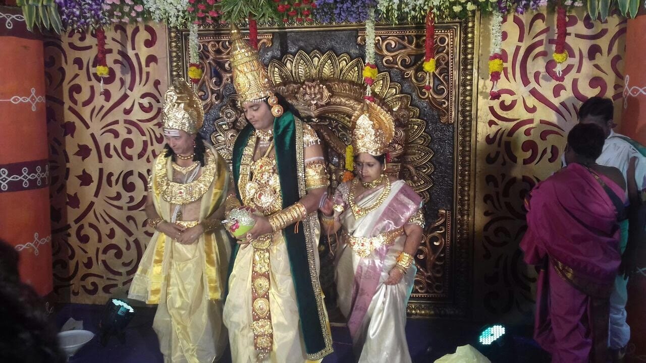 Andhra Pradesh bizarre wedding groom and bride dress up as gods