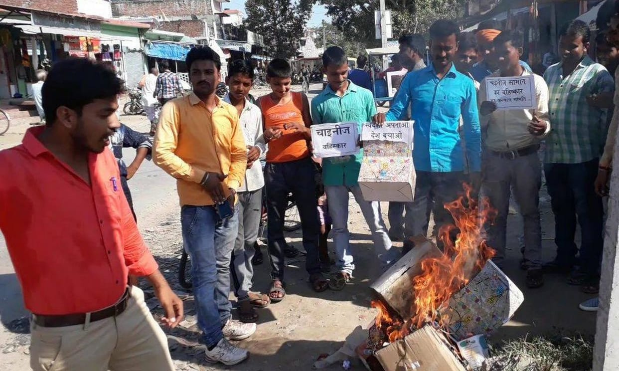 Chinese goods burnt