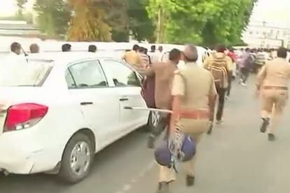  lathicharge on fourth class employees of education department.