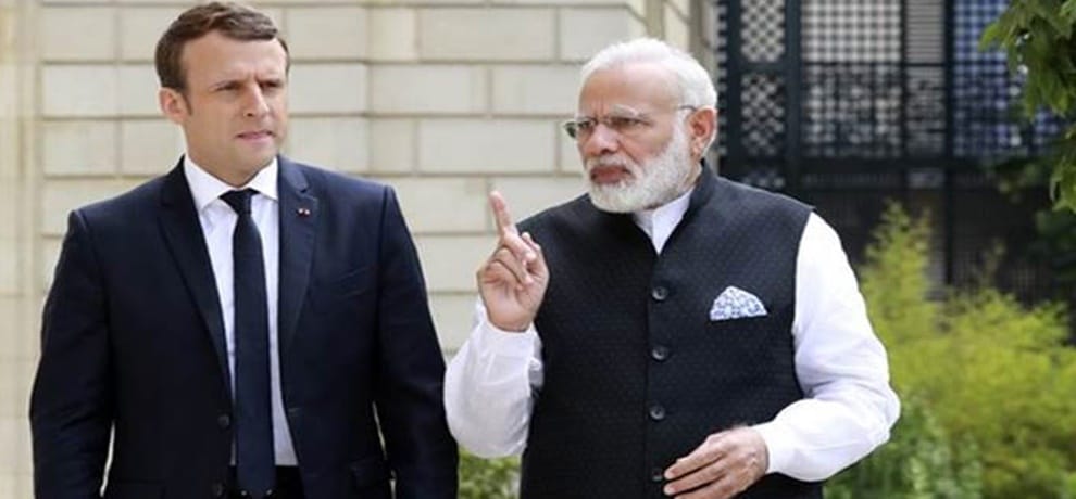 French President Emmanuel Macron india visit international solar alliance PM modi