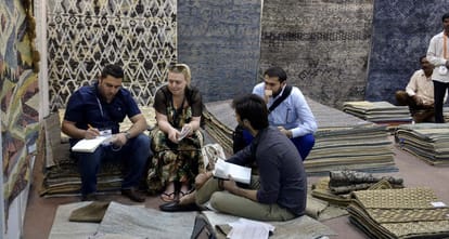 Ahinsha silk carpet attract in varanasi carpet expo