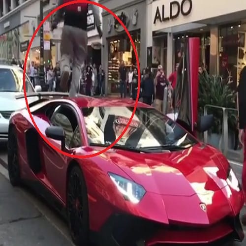 man jumps on three crore car video goes viral on internet 