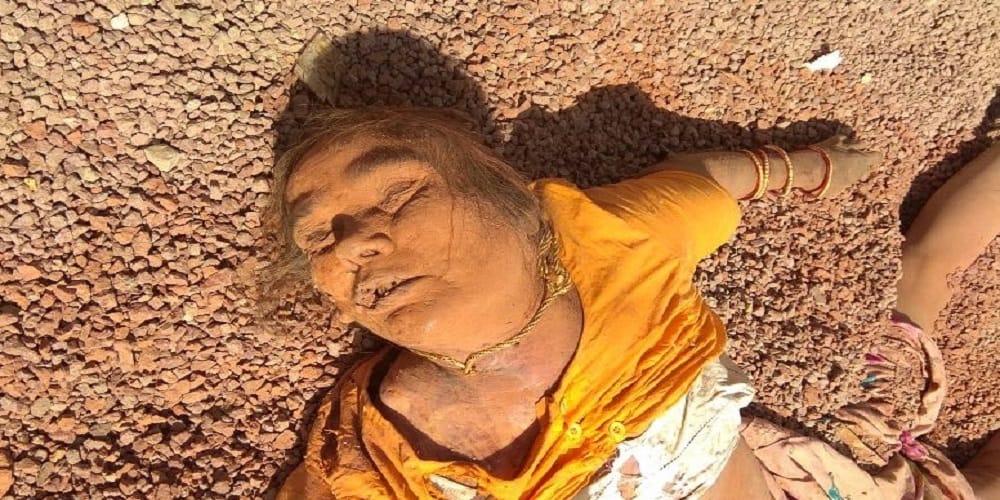 woman deadbody found in Concrete