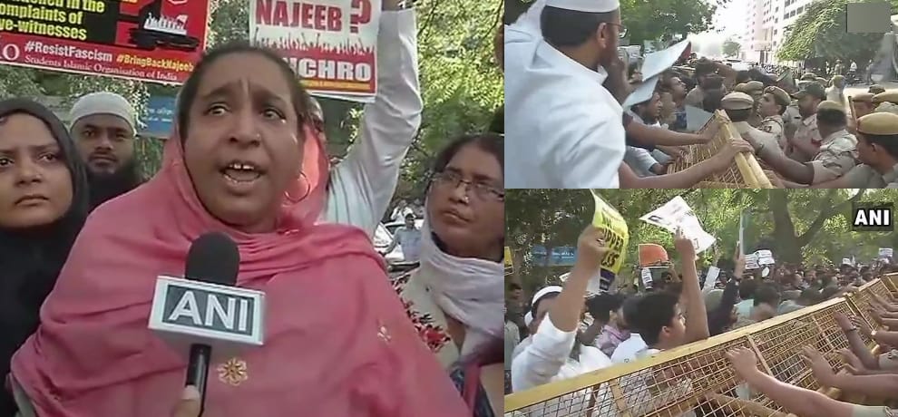 one year on, jnu student najeeb ahmad still missing students and kin protest outside cbi headquarter