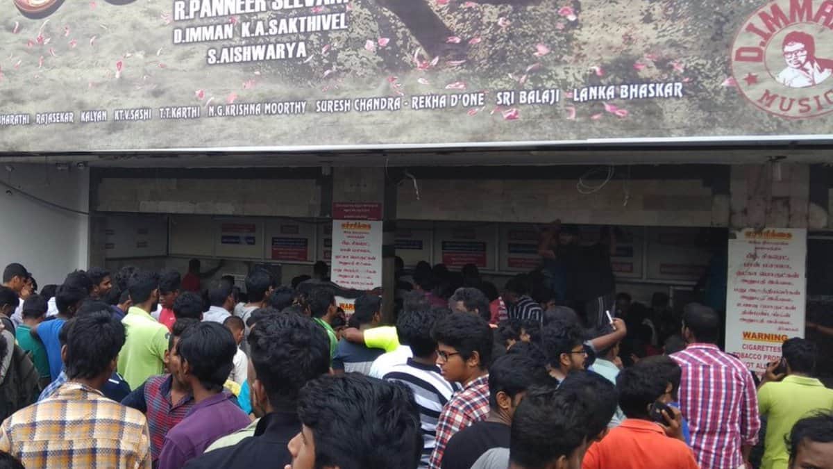 Mersal: Diwali Bookings opened, Long Queue at Rohini Silver Screens in Chennai