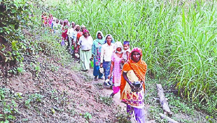 Construction of toilets was stopped by the village as orphan