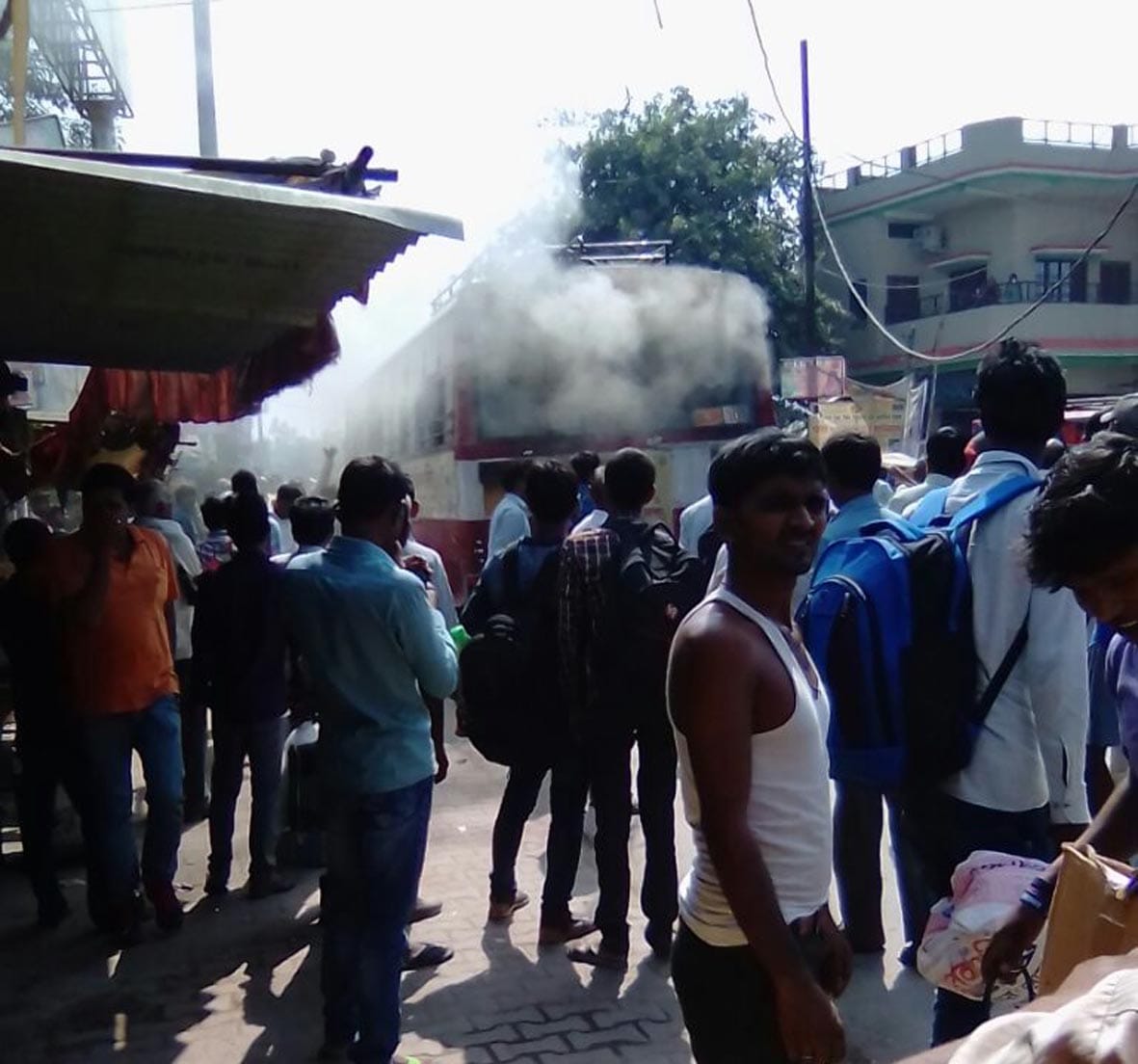 UP roadways bus caught fire in azamgarh