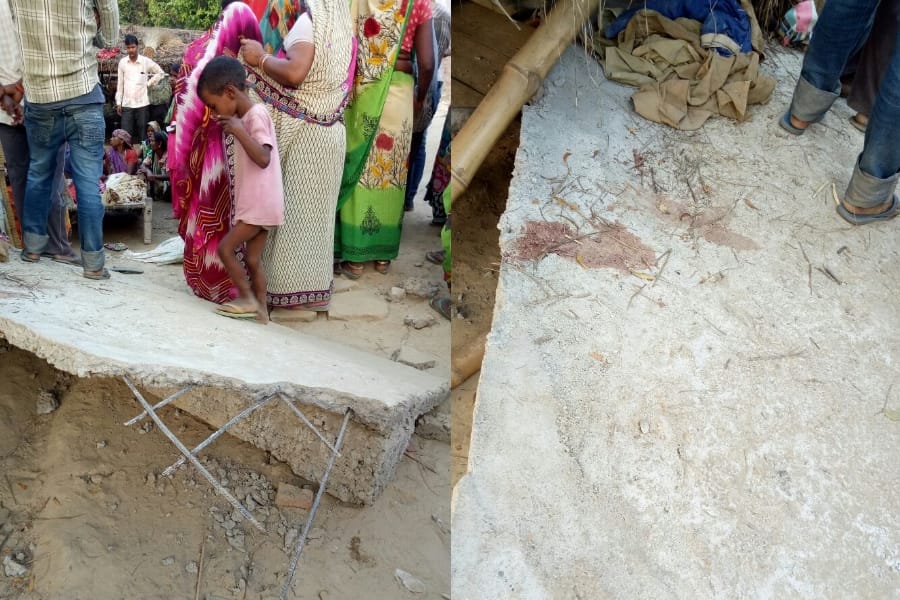 three children died when a part of roof falls on them in sultanpur.