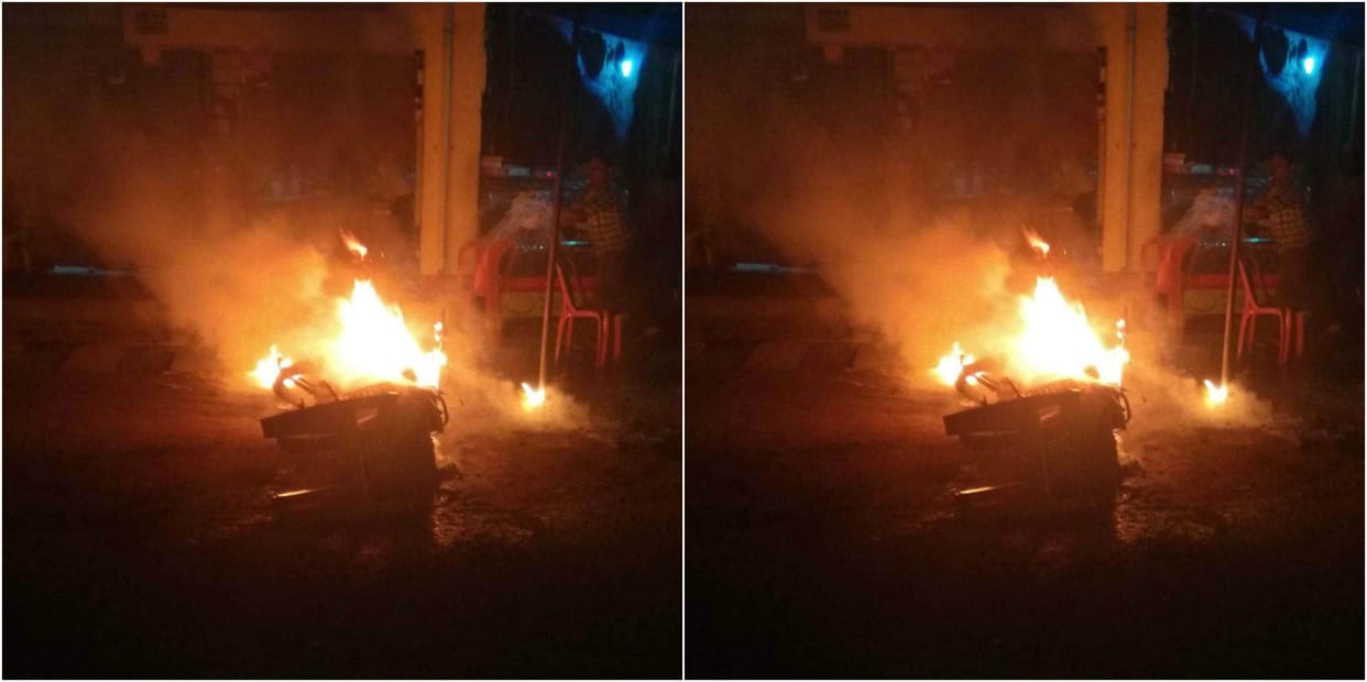 scooty caught fire in mau 