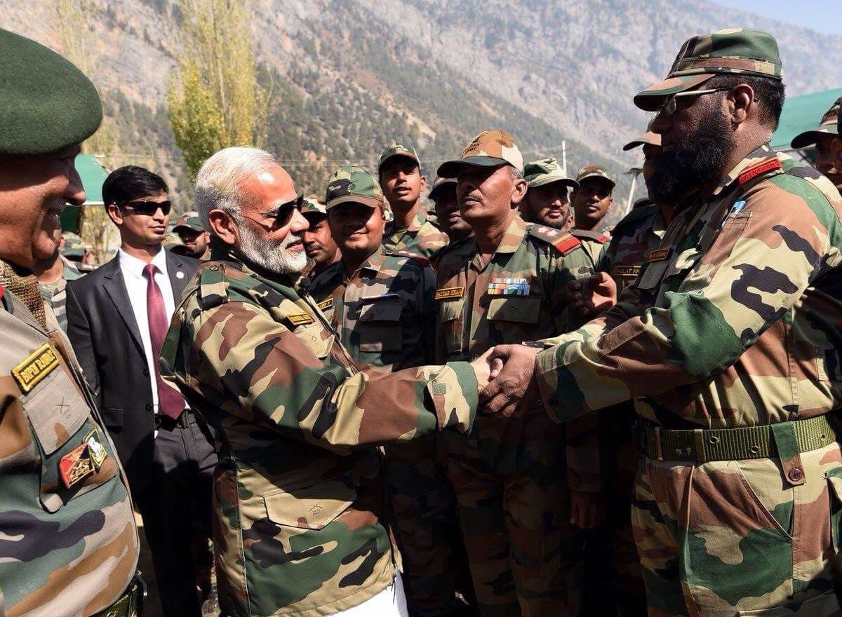 MODI CELEBRATED DIWALI IN JAMMU KASHMIR WITH INDIAN ARMY TROOPS