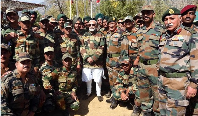 MODI CELEBRATED DIWALI IN JAMMU KASHMIR WITH INDIAN ARMY TROOPS