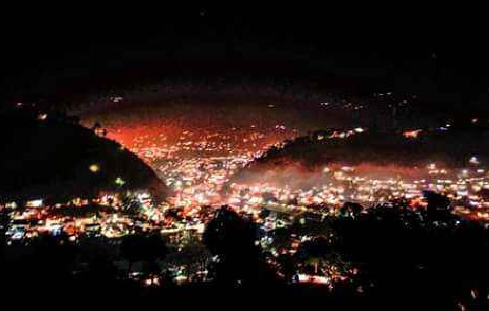 Deepawali gala flags, flooded fireworks
