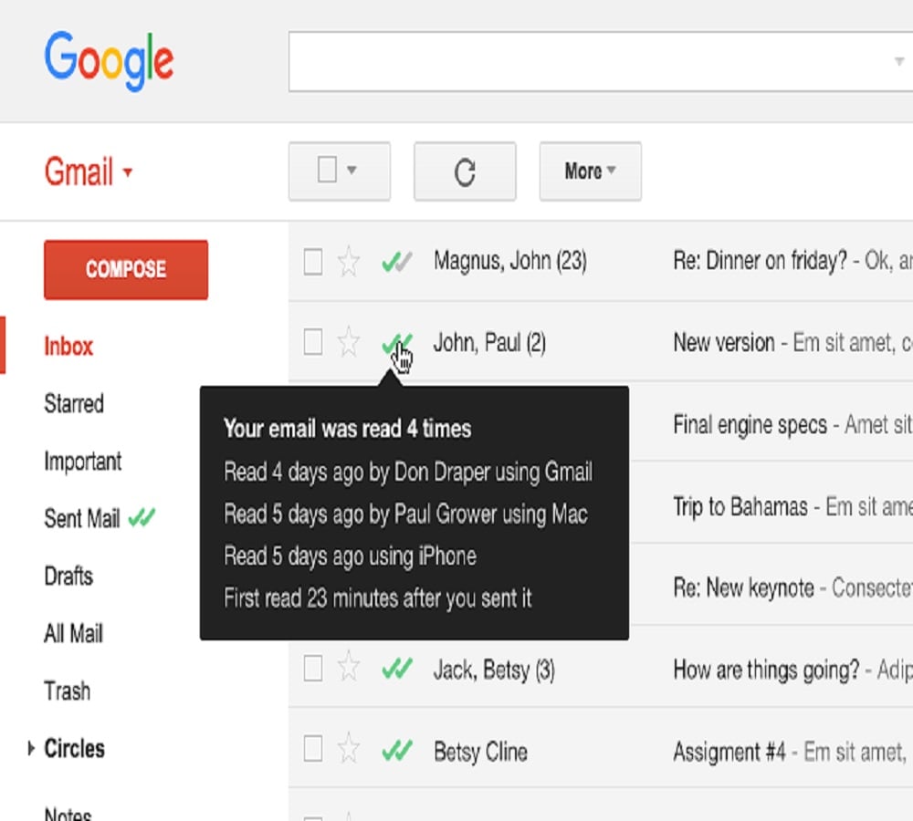 How to know when is your gmail read