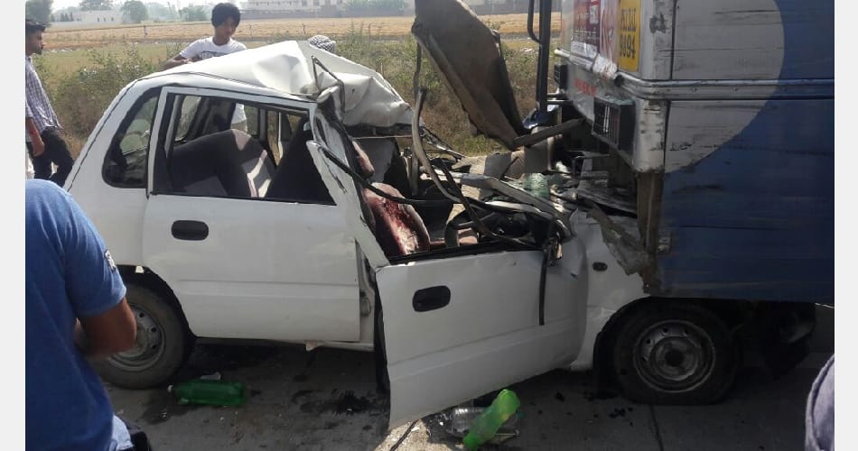 Three killed in a collision of car and motorcycle at Patiala Sangrur highway