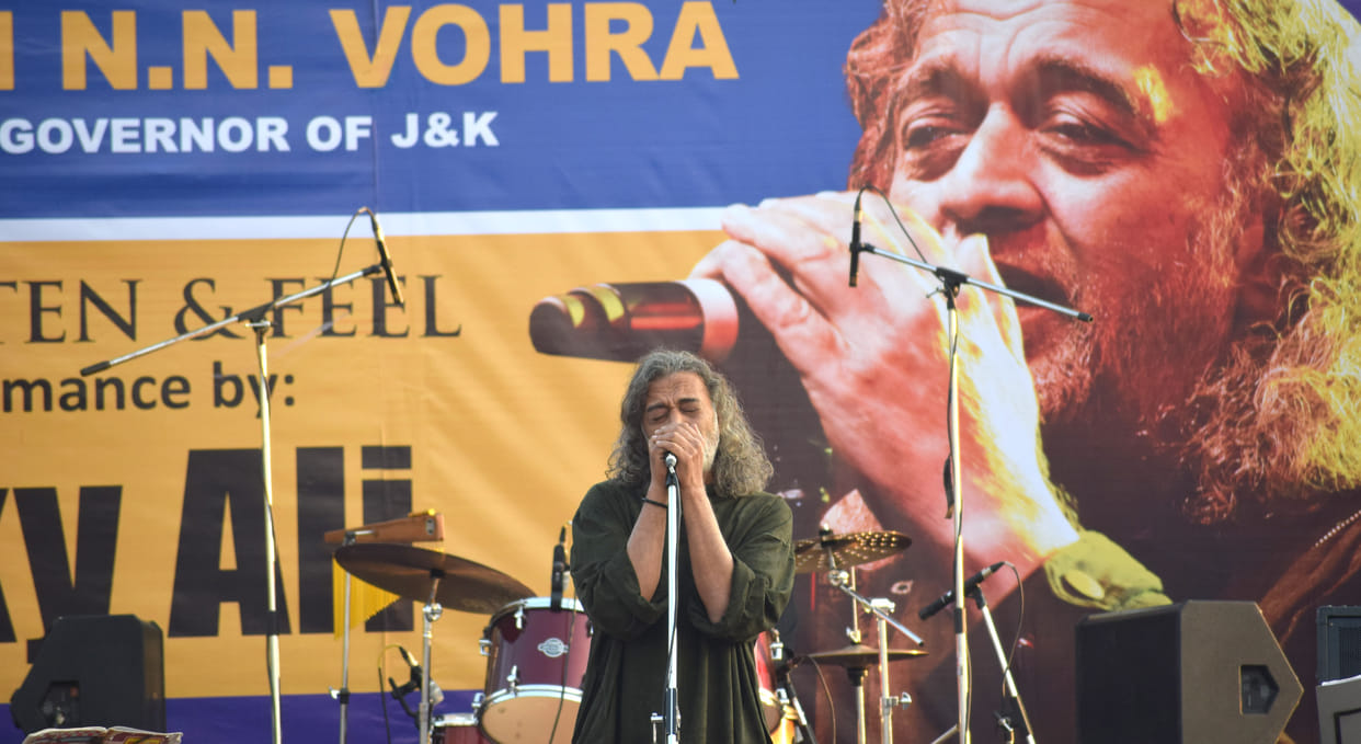 Singer Lucky Ali performing at Sher-i-Kashmir International Conference Centre lawns in Srinagar
