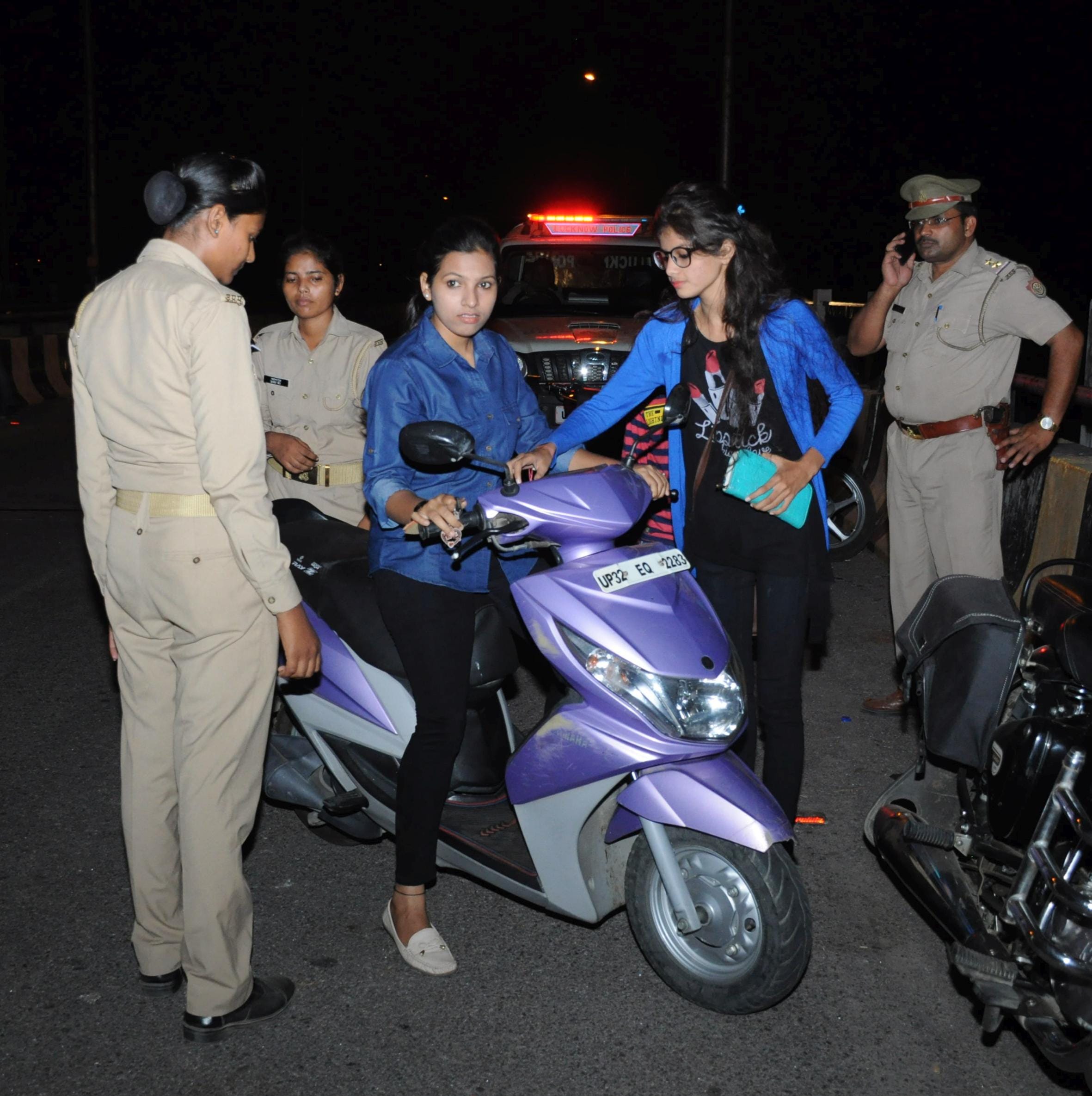 Stunt performs by bikers in Lucknow
