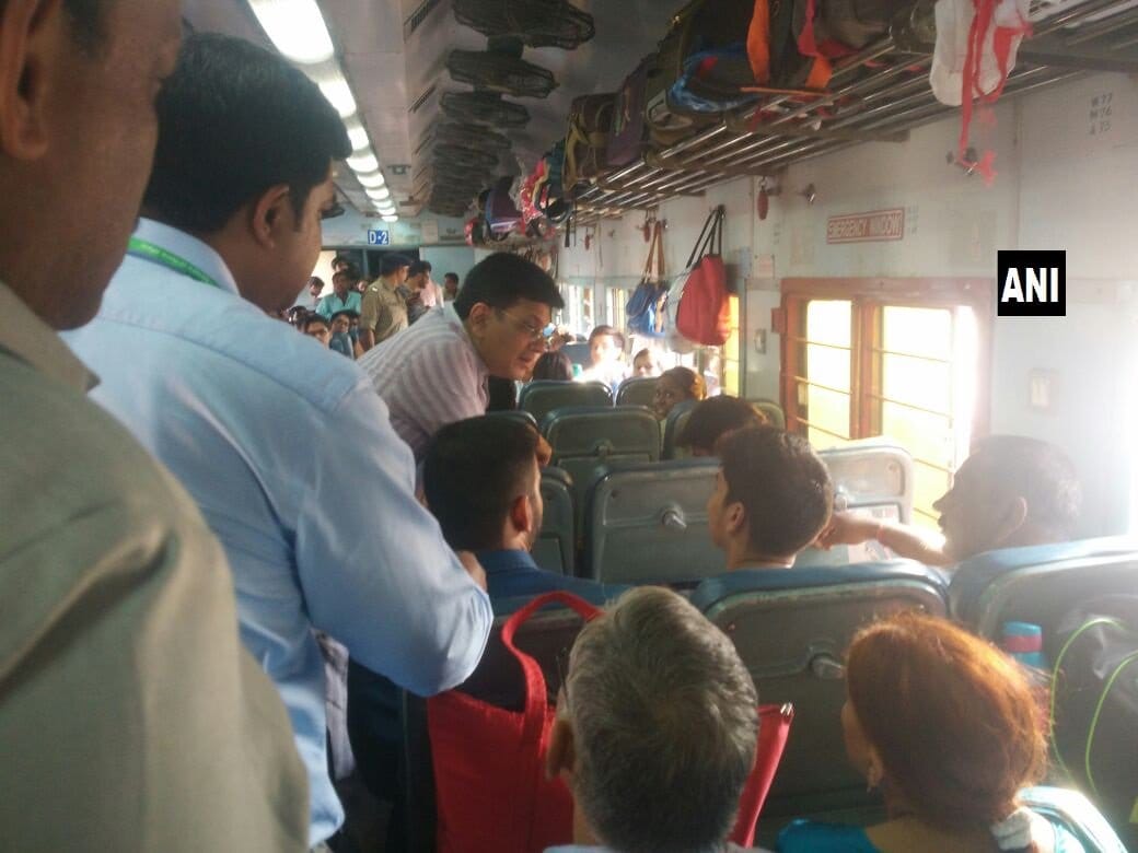 Railway minister Piyush Goyal surprise visit in Kota JanShatabdi