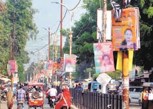election hording on electricity poll