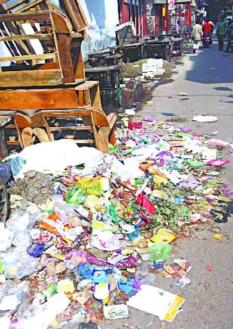 Shrimp dirt in the vegetable market after Diwali