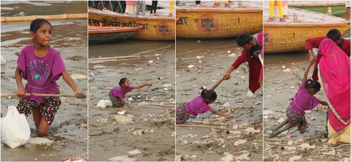 see th photos of minor girl trapped in swamp at  varanasi