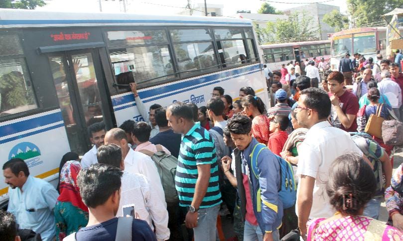 Fights for seats in roadways buses in haldwani