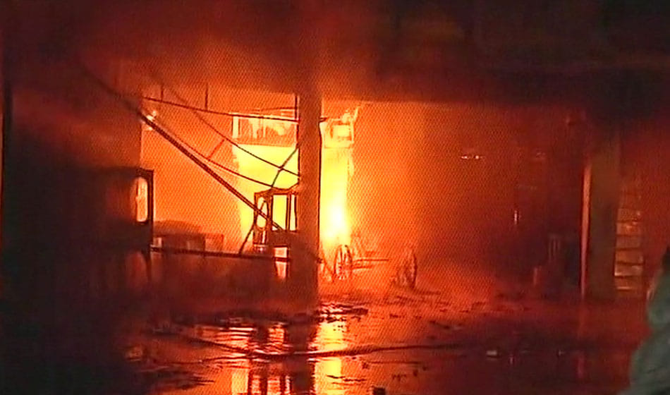 Fire broke out in delhi Kamla Market in monday night. At least 100 shops affected 