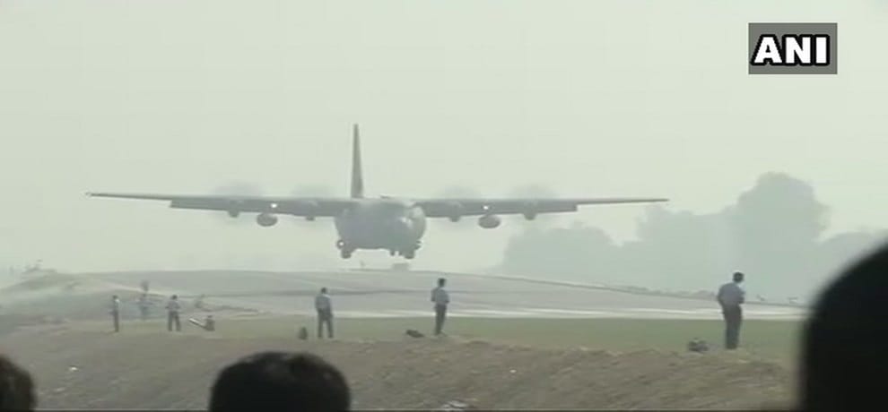 Air Force c-130j super hercules Perform Operational Exercise On Lucknow-Agra Express Way