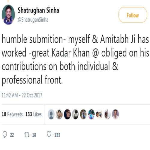 Kader Khan: Shatrughan Sinha gets trolled on twitter after wishing birthday to Kader Khan