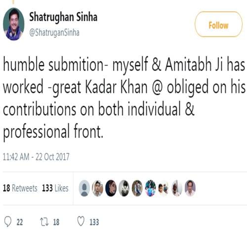 Kader Khan: Shatrughan Sinha gets trolled on twitter after wishing birthday to Kader Khan