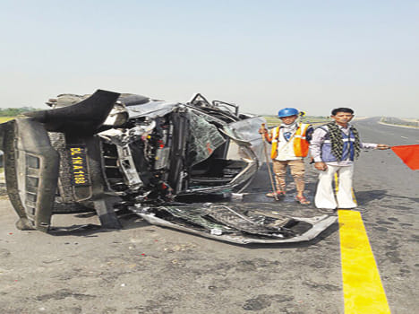 Car collides with a cow, one killed, four wounded