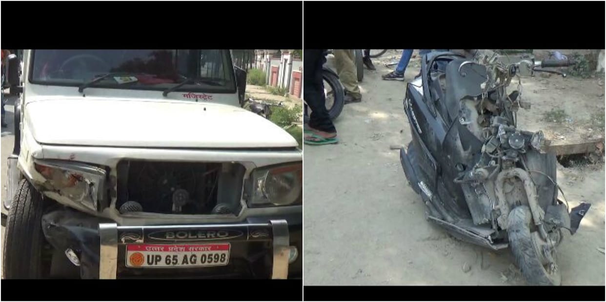 BHU girl killed in road accident after majistrate bolero hit her scooty