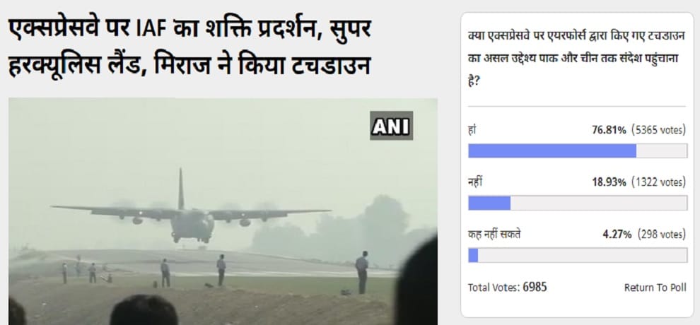 Amar Ujala Poll: india send message to Pak and China by Air Force touchfire on expressway 