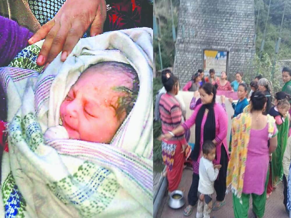woman gave birth a girl child on bridge in Tiuni