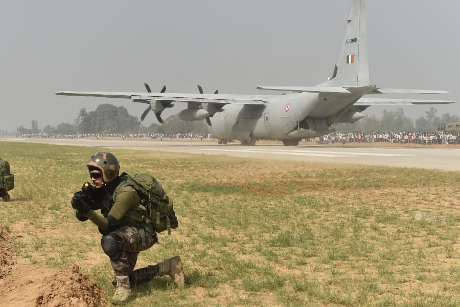 operational exercise of indian air force on lucknow agra express way.
